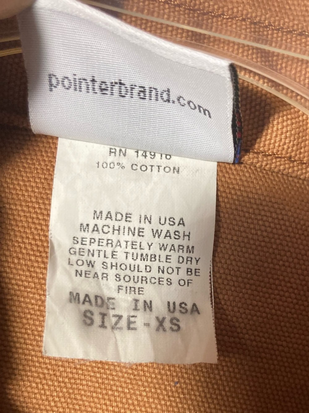 Pointer Brand Brown Duck Chore Coat Lightweight Duck Canvas USA Made Size XSmall - Picture 12 of 16